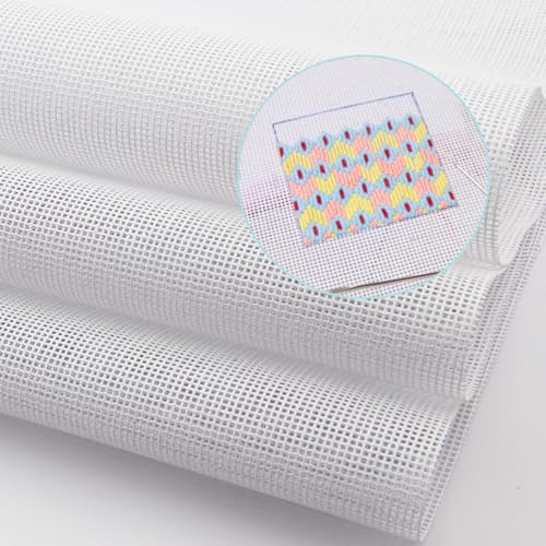 1Pack White Needlepoint Canvas, Polyester Cotton Mesh Canvas Sheets, 14 Mesh Blank Embroidery Canvas Sheets for Knit and Crochet Projects(36 x 63 Inch)