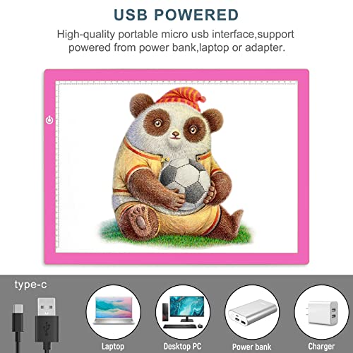 A3 Copy Light Board Tracing Box, Ultra-Thin Adjustable Drawing Tablet USB Power Artcraft LED Tracer Light Pad for Diamond Art Painting Accessories, Sketching, Animation, Quilting, Stenciling (Pink) - color: PINK, size: 11.7 x 16.5 inches