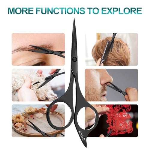 Pro Beard Scissors, 4.9", Stainless Steel, Pointed, Black - color: Black