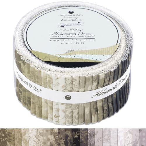 Tinyspool & Co.'s Twirlie Roll 40 Precut Quilting Fabric Strips for Quilting Supplies, Crafting, Sewing, Soft Cotton Strip for Blanket, Rug, Upholstery, Home Decor, and Purse Making, Alchemist's Dream - color: Alchemist's Dream