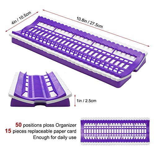 Luxiv 50 Position Embroidery Floss Organizer, Thread Shelf with 15P Card - color: Purple, size: 50 Positions
