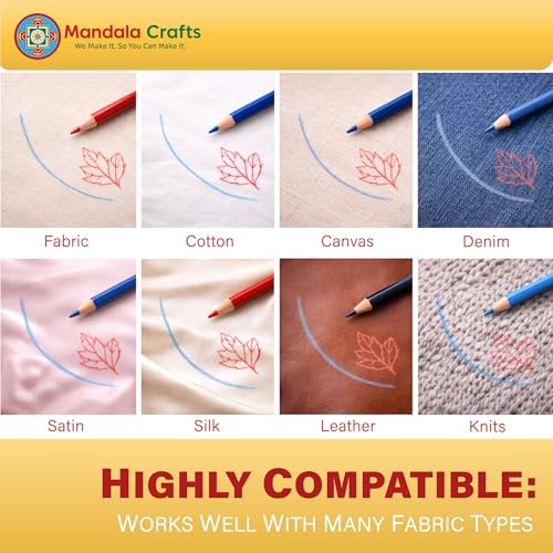 Mandala Crafts Red Water Soluble Fabric Pencils for Sewing Quilting - color: Red