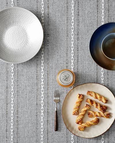 ZeeMart Hemstitched Striped Boho Table Cloth, 60x60 Inch Charcoal - color: Charcoal, size: 60" x 60" (Square)