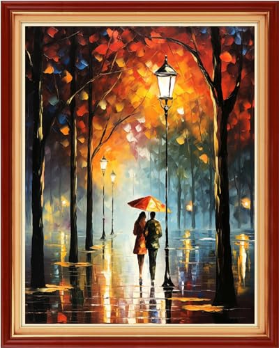 Dimensean Stamped Cross Stitch Kits Full Range of Embroidery Patterns Starter Kits for Beginners Adult or Kids DIY Cross Stitches Needlepoint Kits 11CT-Lovers Walk 16x20 inch - color: Craftpattern51