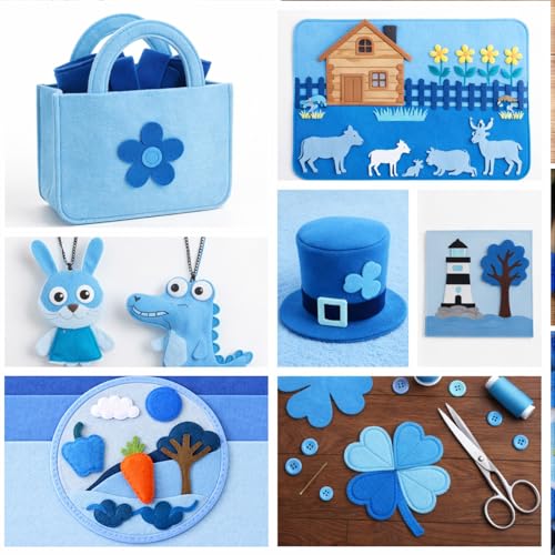 WILLBOND 12 Pcs Large Felt Sheets 37 x 20 Inch 1.2 mm Blue Series - color: Blue Series, size: 37 x 20 Inch