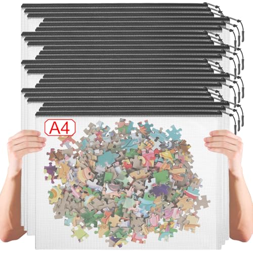 24 Pack A4 Mesh zipper pouch bags, Storage Bags, File Bags for Classroom Organization, Zipper Pouches of office supplies, Puzzles, Board Game Storage（Black） - color: Black, size: A4