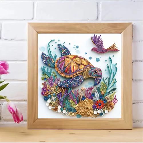 ZQEATRY Sea Turtle Diamond Painting Kits for Adults,5D Special Shape Diamond Art Kits for Adults Beginners,DIY Crystal Rhinestones Diamond Dots with Gem Art Kits,Home Wall Decor 12 X 12 inch - color: XJ101