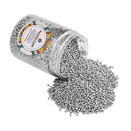 Mandala Crafts 3mm Metallic Silver Round 8/0 Glass Seed Beads for Beadwork - color: Metallic Silver, size: Round 8/0 or 3 mm