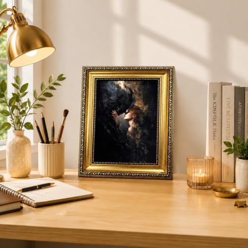 Vintage Gold Framed Gothic Wall Art,Dark Academia Romance Couple Art Print - color: Couple Gold Framed, size: 16"L x 12"W