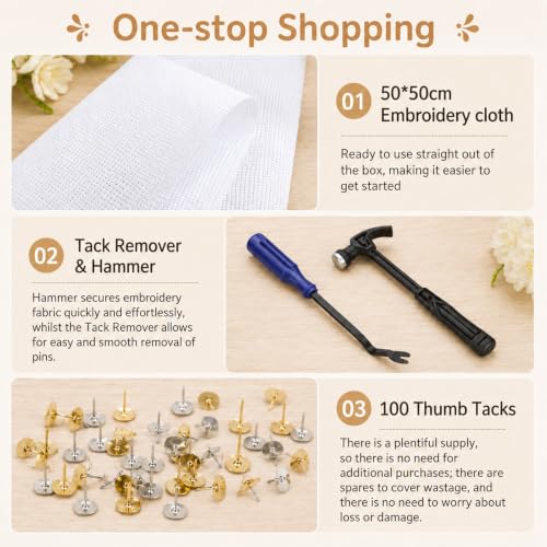 20 Pcs 5 Size Needlepoint Stretcher Bars 6/7/8/9/10 inch with Cloth&Tools