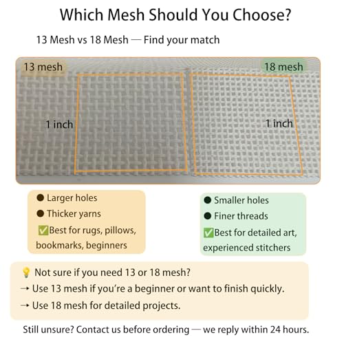 18 Mesh Needlepoint Canvas 20"x18" 100% Cotton for Cross Stitch Embroidery