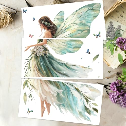 OLYCRAFT 3pcs/Set Fairy Rub on Transfers for Furniture and Crafts 12x6 inch Butterfly Furniture Decals Fairy Theme Transfer Stickers Rub on Decals for Wood Furniture Home Decor - style: Butterfly Fairy