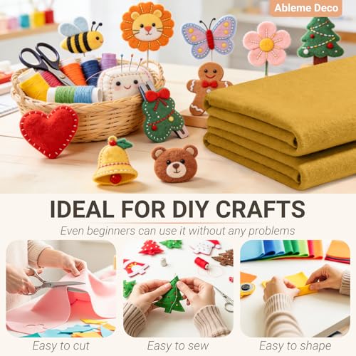 Felt Fabric Sheets 18" x 18" (2 Pack) 1.6mm Soft Craft Felt Squares, Gold - color: Gold