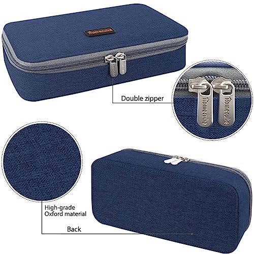 Homecube Capacious Pencil Case Pen Box Makeup Bag Pouch Pencils Holder Large Storage Stationery Box with Zipper School Supplies for College and Office - Navy Blue - color: Navy Blue