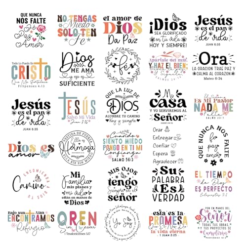 30 Pcs Bible Verse Dtf Transfers Ready to Press for T-Shirts - color: Spanish Bible Verse