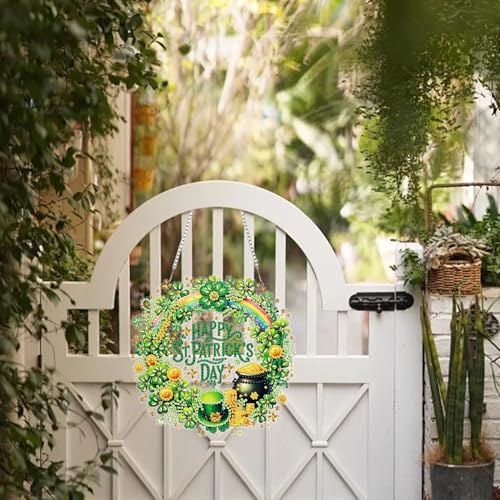 ZeeLionArt Hanging Diamonds Art kit for Adult,Saint Patrick Wreath Pendant Diamonds Painting Art Kit,7.0x7.1inch Acrylic Diamonds Painting Board Kit Ornament, Special Crystal Diamond Hanging Ornament - color: DP02581