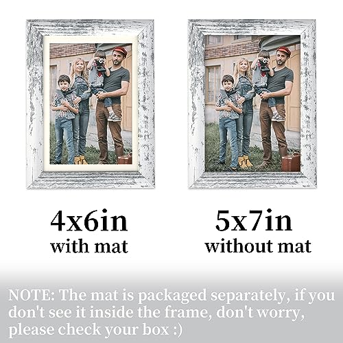 AEVETE Picture Frame 5x7 White Wash Photo Frames Rustic for Wall and Desk - color: White Wash, size: 5x7