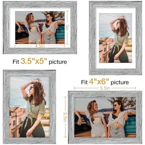 Vittanly 4x6 picture frame, Matted for 3.5x5 Photos, Grey - color: Grey, size: 4x6