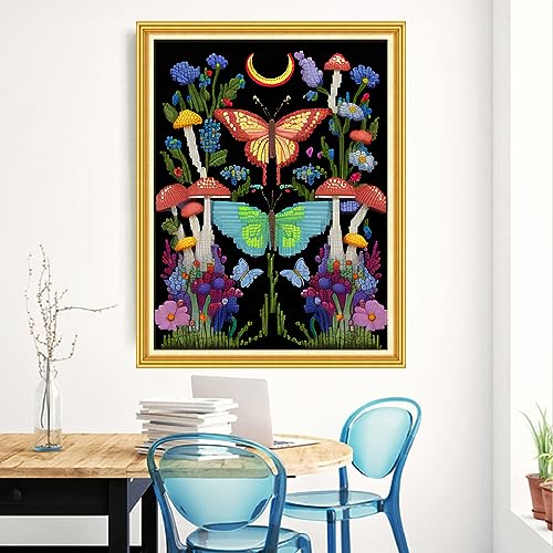 Redxing Stamped Cross Stitch Kits Embroidery kit for Beginners Adults Full Range of Embroidery Patterns Starter Kits DIY Printed Cross Stitch Kits Needlepoint Kits 11CT-Butterfly 15.7x19.7 inch - color: Style 21