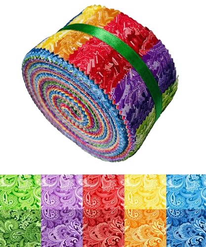 40P Cotton Jelly Roll Fabric Strips for Quilting and Sewing,Paisley - color: Paisley