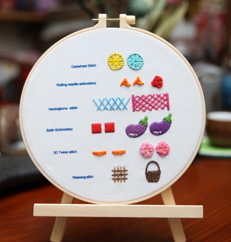 Mozzyyee 4 Sets Embroidery Starter Kit for Beginners Adults Include 4 Embroidery Clothes with Instructions Hoops Floss Thread Fabric Needles (Rainbow) - color: Rainbow