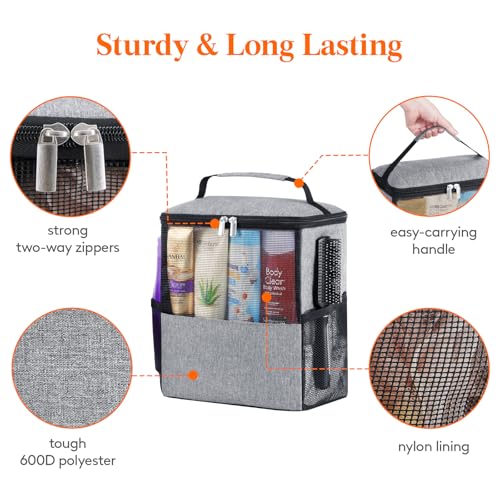 Lifewit Mesh Shower Caddy Bag, Hanging Shower Organizer, Large, Grey - color: Grey, size: L(9.8"L x 6.5"W x 11.4"H)