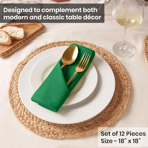 Blue Needles Solid Cloth Napkins 100% Cotton Set of 12-18 x 18 Inches - color: St Patrick's Green, size: 18" x 18" (Set of 12)
