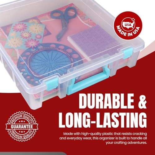 ArtBin Super Satchel 1-Compartment Craft Storage Box, Clear - color: Aqua Accents, size: 1 Pack