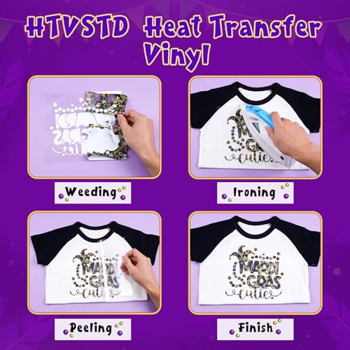 HTVSTD Mardi Gras Heat Transfer Vinyl 10Sheet 12×10in Iron on Vinyl - color: Purple