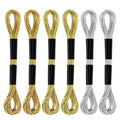 6 Skeins Metallic Embroidery Threads (Gold+Light Gold+Silver) - color: Gold+Light Gold+Silver