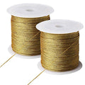 218 Yards/656 Feet Metallic Cord Gold Twine, 2 Spool Gold Thread String - color: Gold