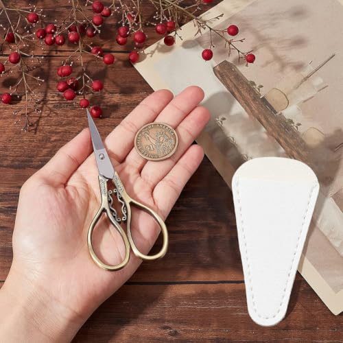 SUNNYCLUE 4.3Inch Embroidery Sewing Scissors Small Precision Detail Alloy Scissors Vintage Shears Sharp Cutter & Leather Scissors Tool Holsters for Fabric Paper Cutting Craft Threading Household - color: Antique Bronze-1pc-sewing Scissors With Cover
