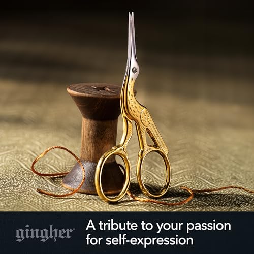 Gingher 3.5" Stork Embroidery Scissors for Snips on Thread & Fabric, Gold - style: 3.5" Embroidery - Stork