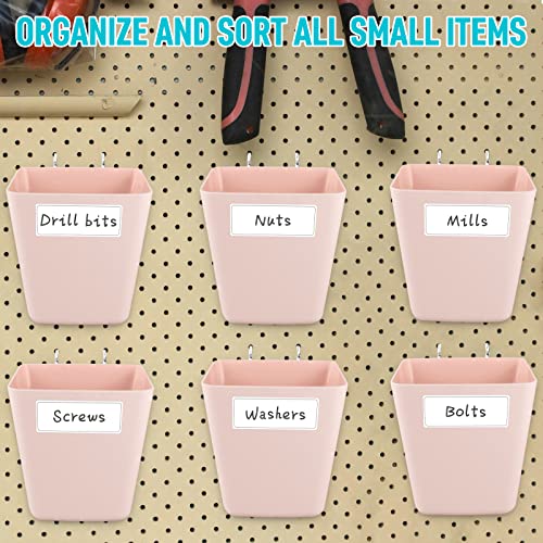 Large Pegboard Cups, 6Pack Peg Board Square Storage Bins With Hooks (Pink) - color: Pink