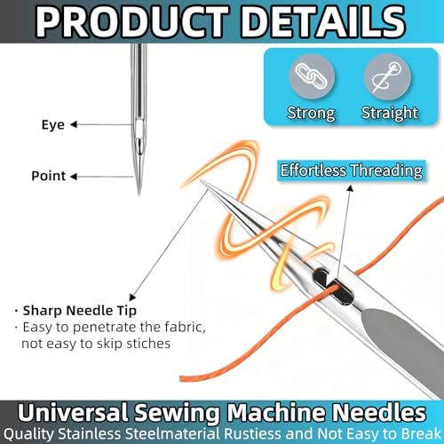 60 Pcs Universal Heavy Duty Sewing Machine Needles Size HAX1 110/18,100/16,90/14,Quilting Sewing Machine Needles for Thick Fabric Leather Jeans Canvas Embroidery,Compatible with Kind of Sewing Machine