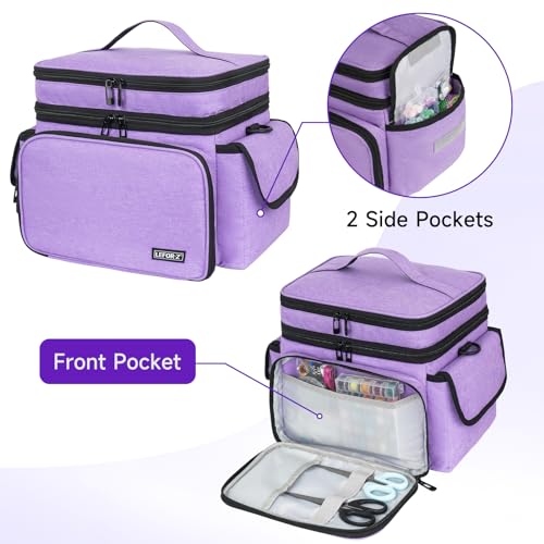 LEFOR·Z Sewing Supplies Organizer Storage Bag(10.5 x 8 x 9inch),Sewing Box - color: Purple