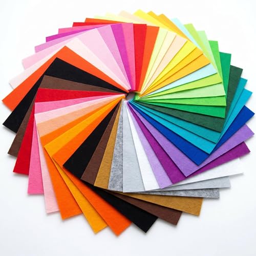 40 Pcs 6x6 Inch Colorful Craft Felt Sheets, Soft Thin Felt Fabric Squares for DIY Projects, Sewing Art Supplies, Multipurpose Felt for Crafts