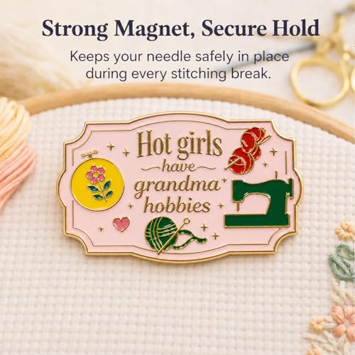 Magnetic Needle Minder, Needle Minder for Cross Stitch Embroidery Sewing, Cute Funny Needleminder Needle Holder, Strong Magnet Needle Nanny, Gift for Women Stitch Lovers, (Embroidery Machine) - color: Embroidery machine