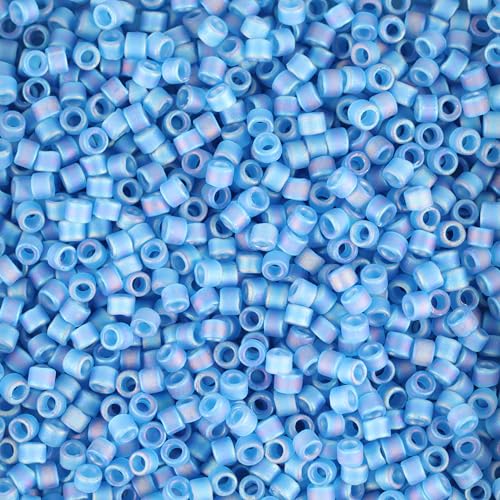 Miyuki Delica Seed Beads - color: DB0862, Matte Light Blue AB