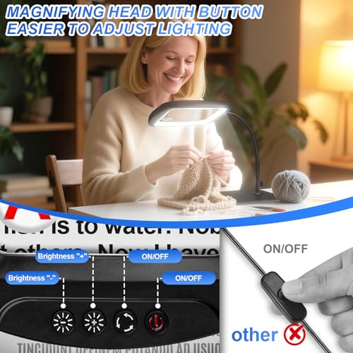 10X 30X 7'' Extra Large Magnifying Glass with Light and Stand, 5 Color LED