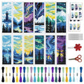 ACRNIGHEET 12PCS Cross Stitch Bookmark Kit for Adult Beginners, Landscape Pattern Stamped Embroidery Bookmark, Needlework Kit with Instructions, Size 8.5''x3'' - style: Landscape Patterns