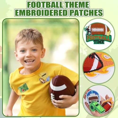 AUGSUN 36pcs Football Theme Iron on Patches Sports Embroidered Sew Applique - style: Football