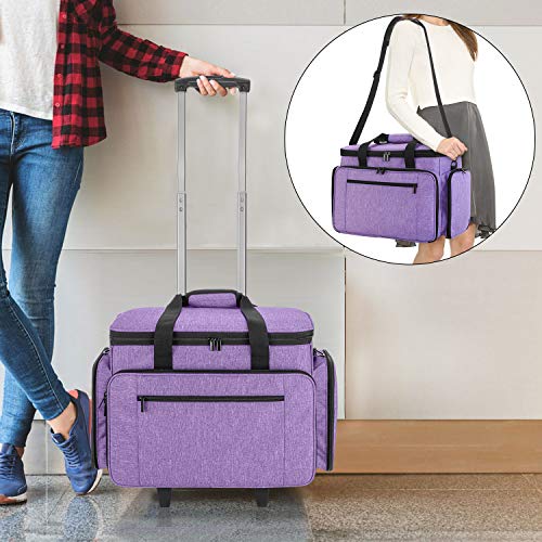 LUXJA Sewing Machine Case with Detachable Dolly, Purple - color: Purple, style: Sewing Machine Trolley