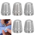 HJZHII 5Pcs Sewing Thimbles for Hand Sewing, Silver Metal Finger Protector, Quilting Craft Accessories for Knitting Needlework DIY Tools