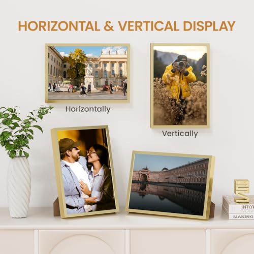 7x10 Aluminum Metal Picture Frame,Tempered Glass Gold Photo Frame 7x10 for Family Photo,Posters,Art,Document to Wall Mount Horizontally or Vertically - size: 7x10