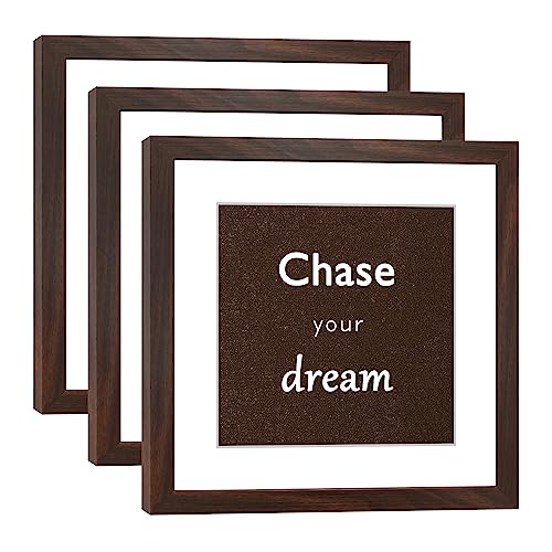11x11 Picture Frame Set of 3 with Real Glass for Pictures 8x8 with Mat or 11x11 Without Mat, Wall Gallery or Tabletop display Photo Frames in Walnut - color: Walnut, size: 11x11(set of 3)