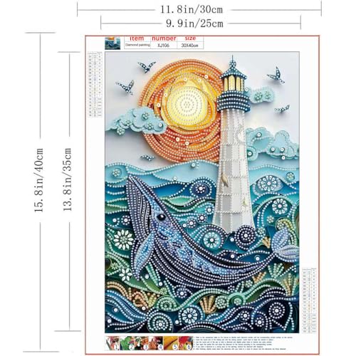 ZQEATRY Moon Lighthouse Special Shape Diamond Art Kits for Adults Beginners,DIY Sea Dolphin Crystal Rhinestones Diamond Painting Kit for Adults,5D Diamond Art Painting for Home Wall Decor 12 X 16inch - color: Moon Lighthouse