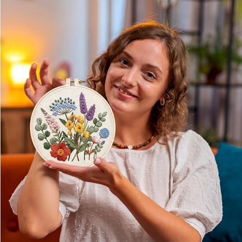 Yinder 5 Set Embroidery Kit for Beginner Starter Kit, Wildflowers - style: Wildflowers