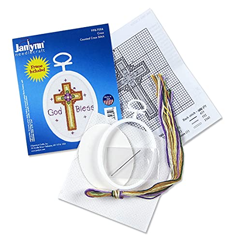Janlynn 18 Count Oval Mini Counted Cross Stitch Kit, 2-1/2-Inch, Cross