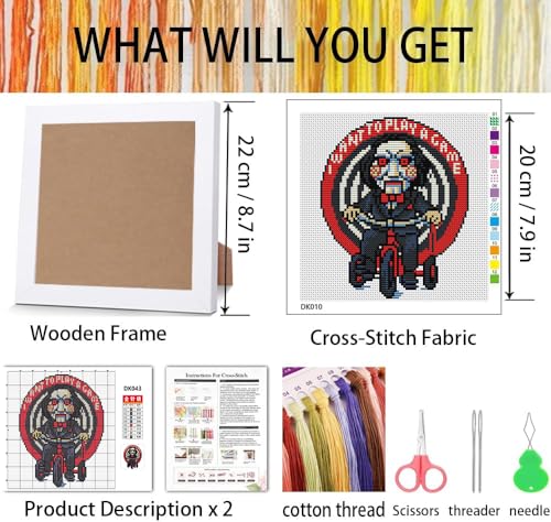 Horror Cross Stitch Kits, Cross Stitch Kits for Adults Beginner with Framed - color: cross stitch Framed-2